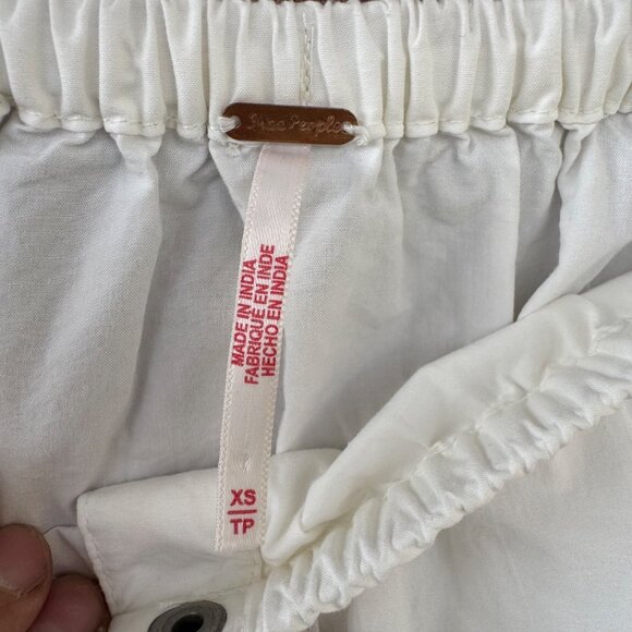 Free People XS White Cotton Bubble Hem Midi Skirt With Drawstrings & Pockets - Picture 7 of 10